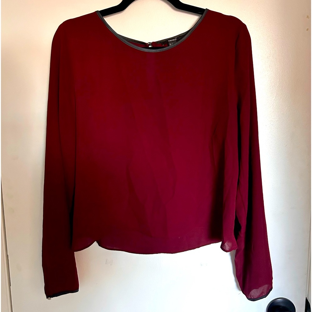 Forever 21 Sheer Maroon Blouse